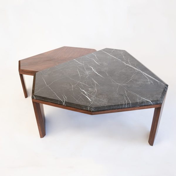 MESA DE CENTRO MADERA Y MARMOL